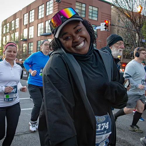 10k runner with big beautiful smile