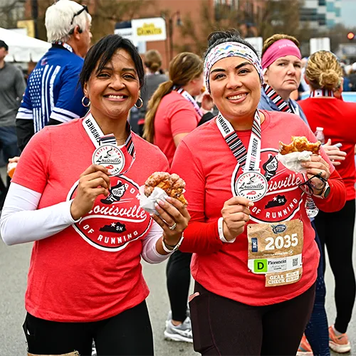 woman with post race snacks
